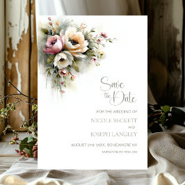 Reserve A Data Rustic Pink and OrangeFloral Wedding Save the Date