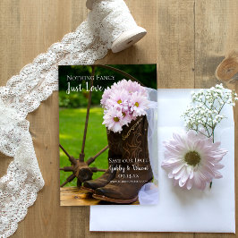 Reserve A Data Rustic Pink Daisies Cowboy Boots Western Wedes