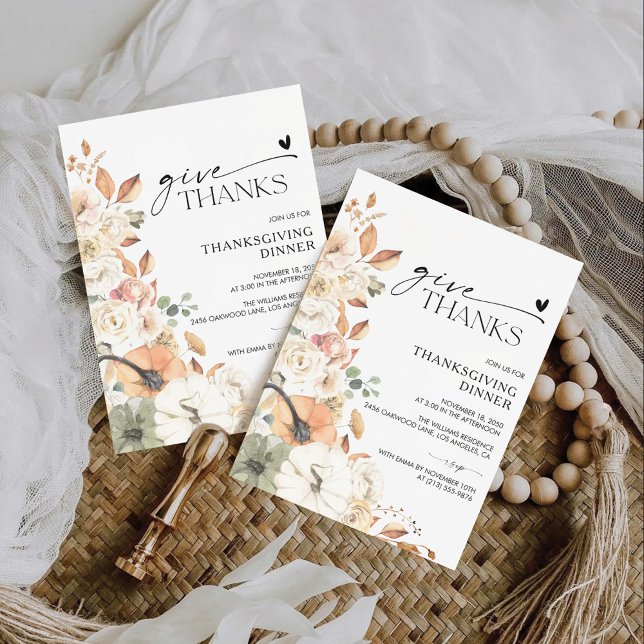 Reserve A Data Rustic Pumpkin Thanksgiving Dinner Invitation (Criador carregado)