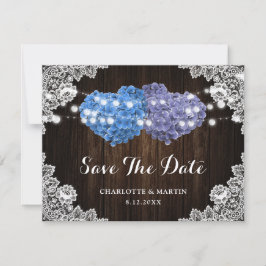 Reserve A Data Rustic Purple and Blue Floral Wedding
