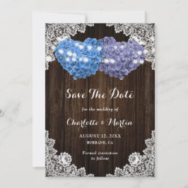 Reserve A Data Rustic Purple Blue Hydrangea Rustic Wood Wedding
