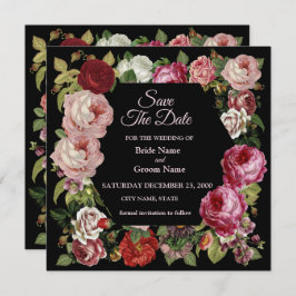 Reserve A Data Rustic Red Pink Floral Greenery Black
