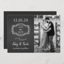 Rustic Romantic Black & White Photo Save the Date