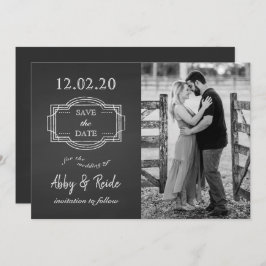 Reserve A Data Rustic Romantic Black & White Photo Save the Date
