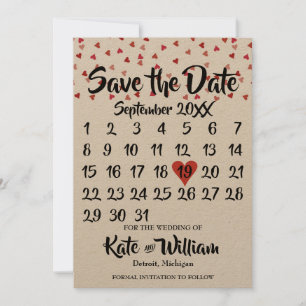 Reserve A Data Rustic Ruby Red Love Heart Calendar Salvar Data