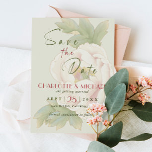 Reserve A Data Rustic Sage e Blush Peony Casamento Salvem a Data