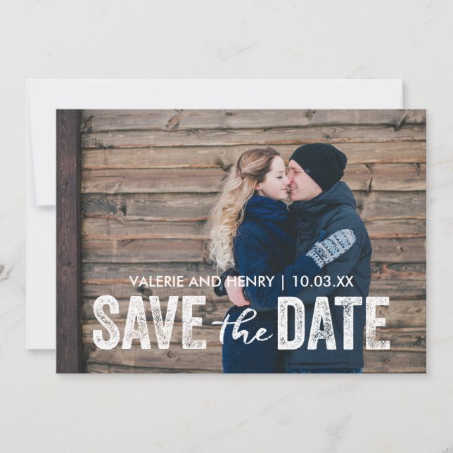 Reserve A Data Rustic Save The Date Cheio Bleed Photo (Frente)