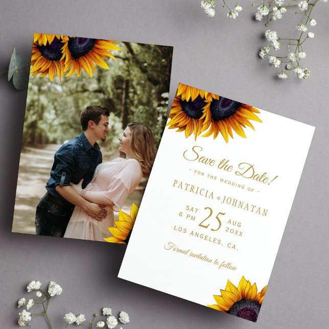 Reserve A Data Rustic sunflower FOTO Salvar casamento (Criador carregado)