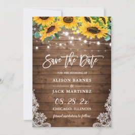 Reserve A Data Rustic Sunflower String Luz País Casamento