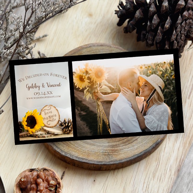 Reserve A Data Rustic Sunflower Woodland Wedding Save the Date (Criador carregado)