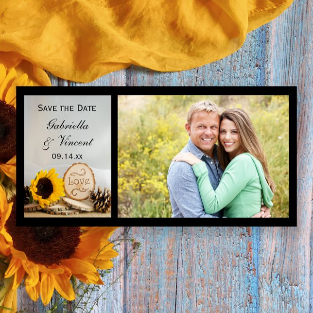 Reserve A Data Rustic Sunflower Woods Casamento Salve a Data (Criador carregado)