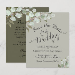 Reserve A Data Rustic Watercolor Eucalyptus Deixa Casamento Sage