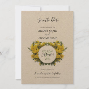 Reserve A Data Rustic Wattle Acacia Casamento Salvar A Data