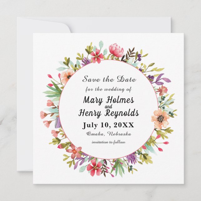 Reserve A Data Rustic Wedding Watercolor (Frente)