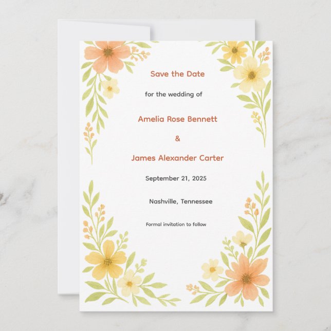 Reserve A Data Rustic Wildflower Save the Date Card (Frente)