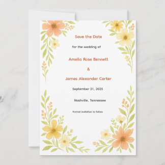 Reserve A Data Rustic Wildflower Save the Date Card