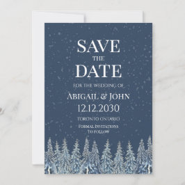 Reserve A Data Rustic Winter Forest Wedding Save the Date Card