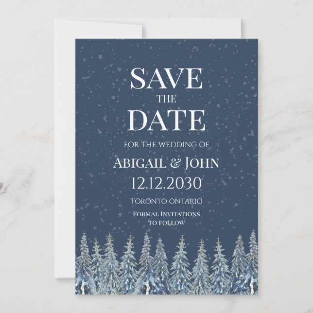 Reserve A Data Rustic Winter Forest Wedding Save the Date Card (Frente)