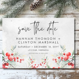 Reserve A Data Rustic Winter Holly & Pine Wedding