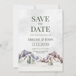 Reserve A Data Rustic Winter Mountain Wedding Save the Date Card