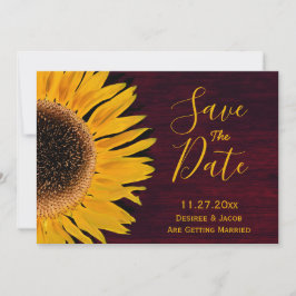 Reserve A Data Rustic Yellow Burgundy Sunflower Salvar Data