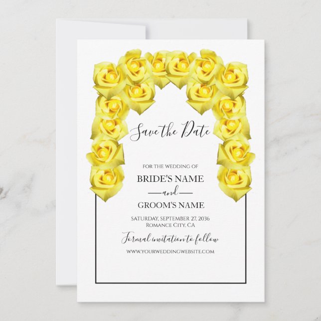 Reserve A Data Rustic Yellow Roses Casando Salve A Data (Frente)