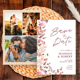 Reserve A Data Rústico Boho Chic Flores Silvestres Múltiplas Foto