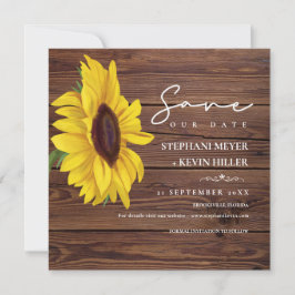 Reserve A Data Rústico Casamento Madeira Boho Chic Sunflower