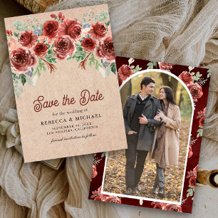 Reserve A Data Rustico Floral Marsala em Juta para Foto Casamento