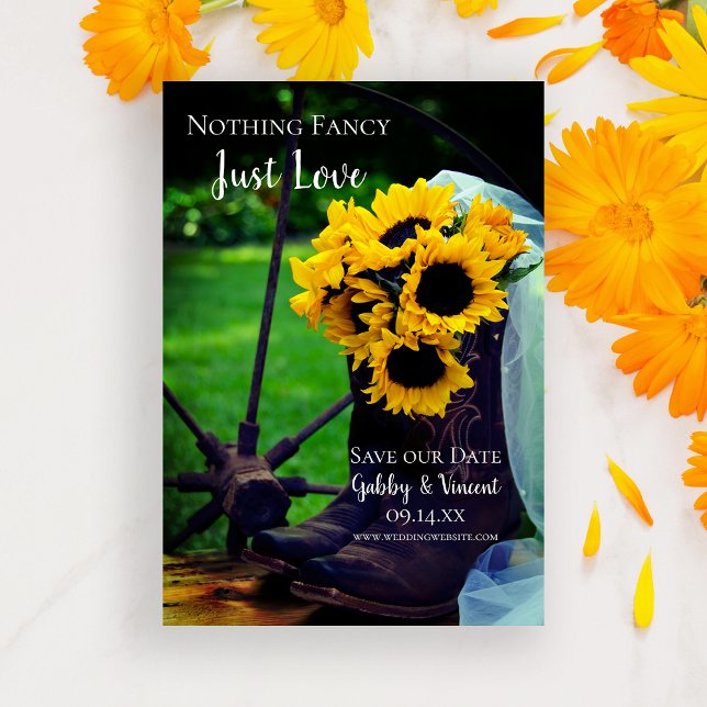 Reserve A Data Rústicos Girassóis e Cowboy Boots Western Wedes (Criador carregado)