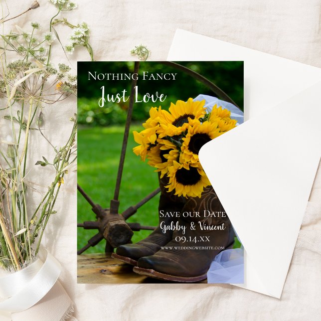 Reserve A Data Rústicos Girassóis e Cowboy Boots Western Wedes (Criador carregado)