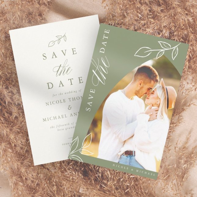 Reserve A Data Sage Arch Boho Foto Mínima Folha (Criador carregado)