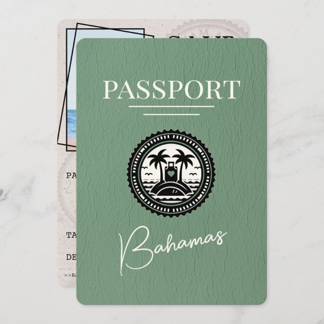 Reserve A Data Sage Green Bahamas Passaporte Salvar Data (Frente/Verso)