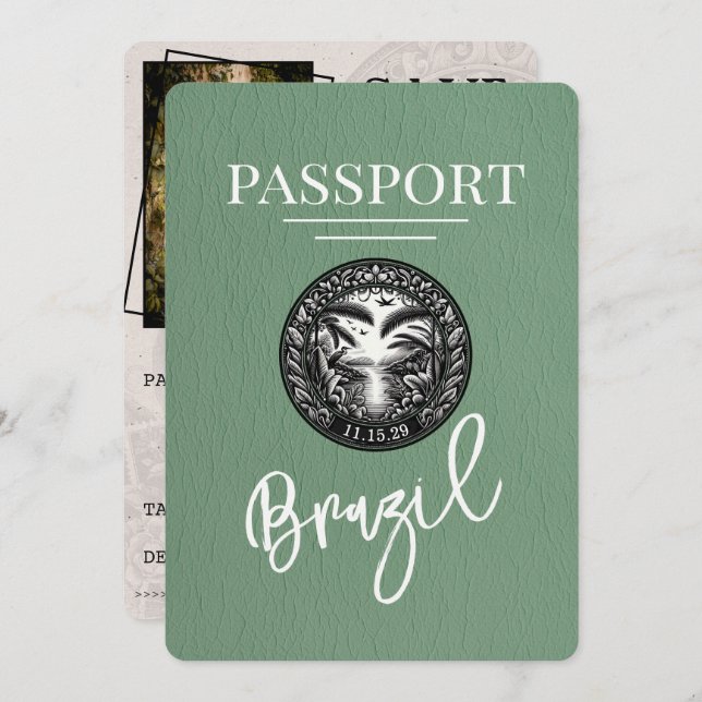 Reserve A Data Sage Green Brasil Passaporte Salvar Data (Frente/Verso)