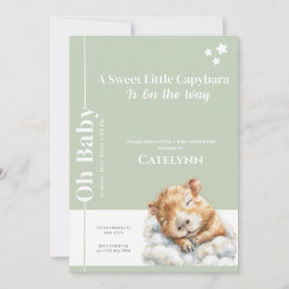 Reserve A Data Sage Green Capybara Baby Shower Invitation