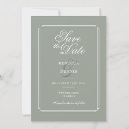 Reserve A Data Sage Green Chic Elegante Arte Deco Casamento