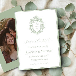 Reserve A Data Sage Green Crest Monograma & Foto