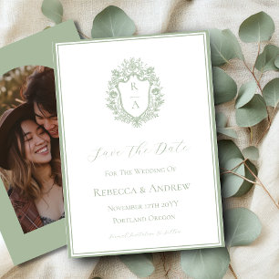 Reserve A Data Sage Green Crest Monograma & Foto