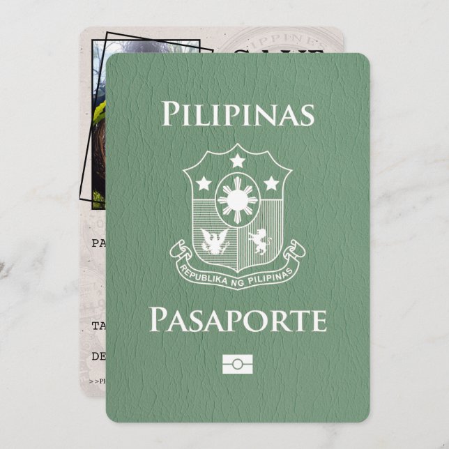 Reserve A Data Sage Green Filipinas Passaporte Salvar Data (Frente/Verso)