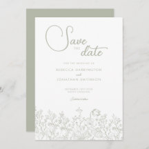 Sage Green Floral Elegante Casamento Salve A Data