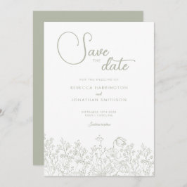 Reserve A Data Sage Green Floral Elegante Casamento Salve A Data
