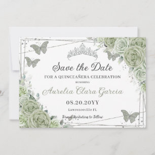 Reserve A Data Sage Green Floral Silver Quinceanera Sweet Dezesse