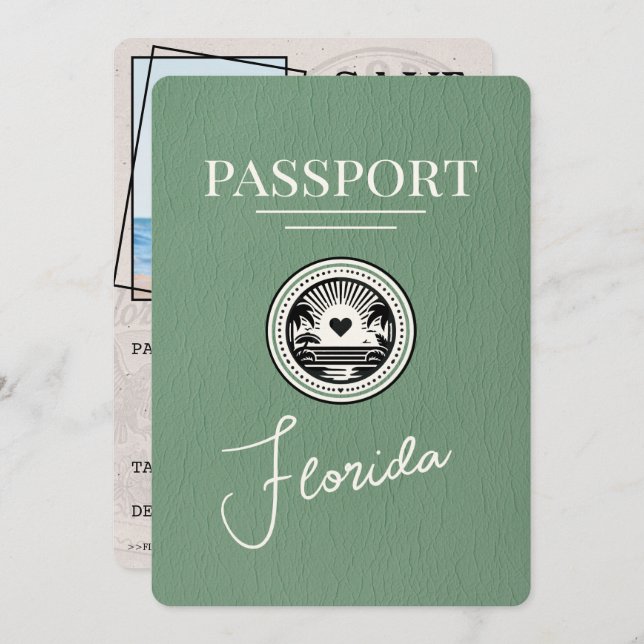 Reserve A Data Sage Green Florida Passport Salvar a Data (Frente/Verso)