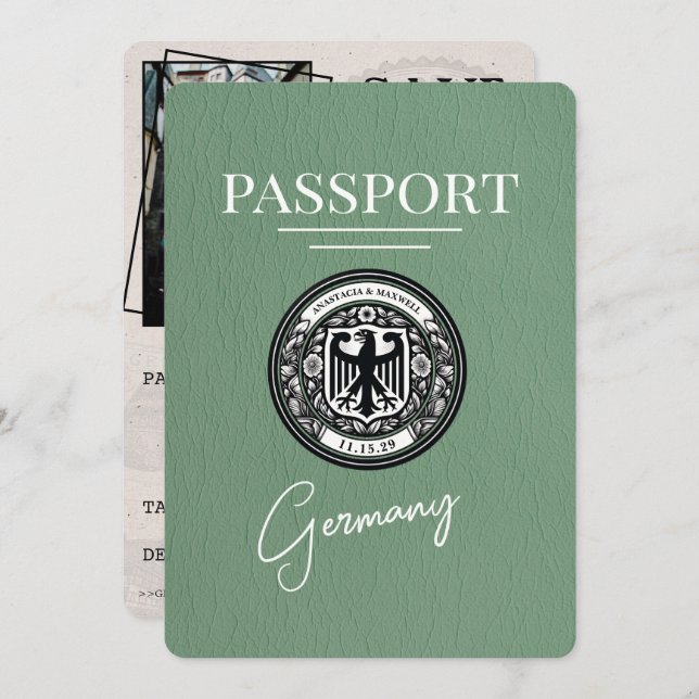 Reserve A Data Sage Green Germany Passaporte Salvar Data (Frente/Verso)