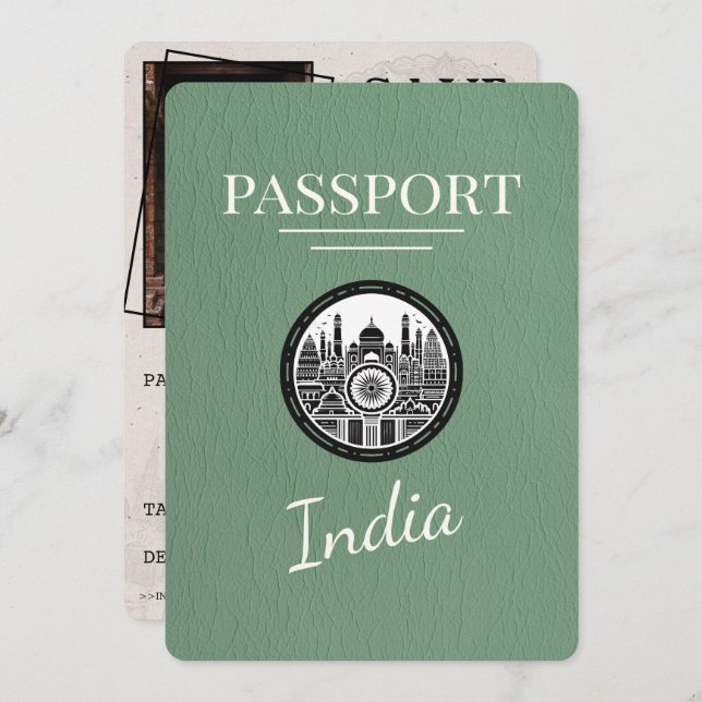 Reserve A Data Sage Green India Passport Salvar Data (Frente/Verso)