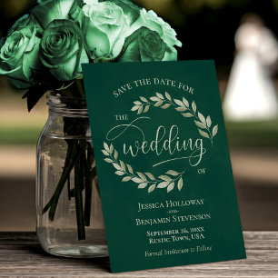 Reserve A Data Sage Green Leaves no casamento Emerald Verde Elega