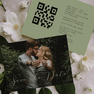 Reserve A Data Sage Green Modern QR Code Fotografia Salva a Data