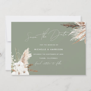 Reserve A Data Sage Green Modern White Bohemian Casamento Floral