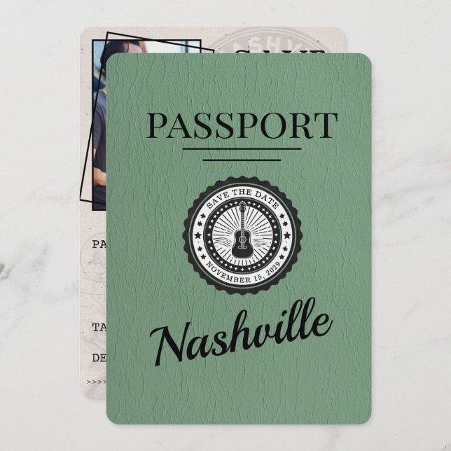 Reserve A Data Sage Green Nashville Passport Salvar A Data (Frente/Verso)