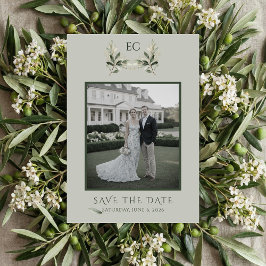 Reserve A Data Sage Green Olive Branch Monogram Photo Wedding